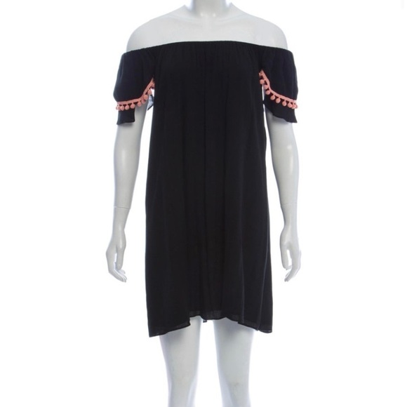 MISA Los Angeles Black Mini Dress With Pom Poms - Picture 1 of 9